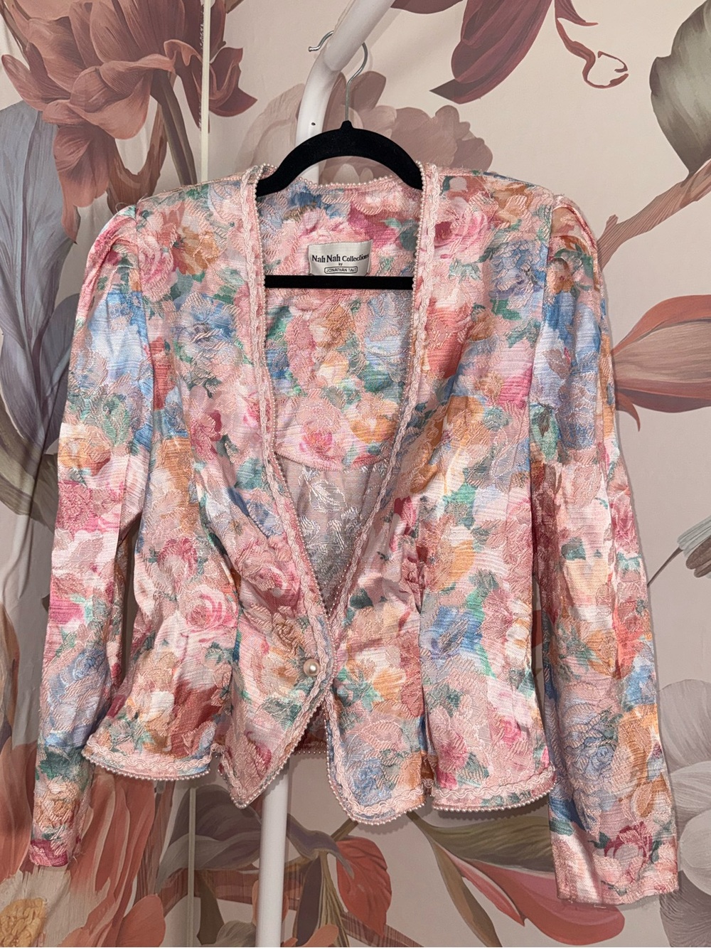Vintage Nah Nah Collection Floral Brocade Jacket Cottagecore Romantic Blazer